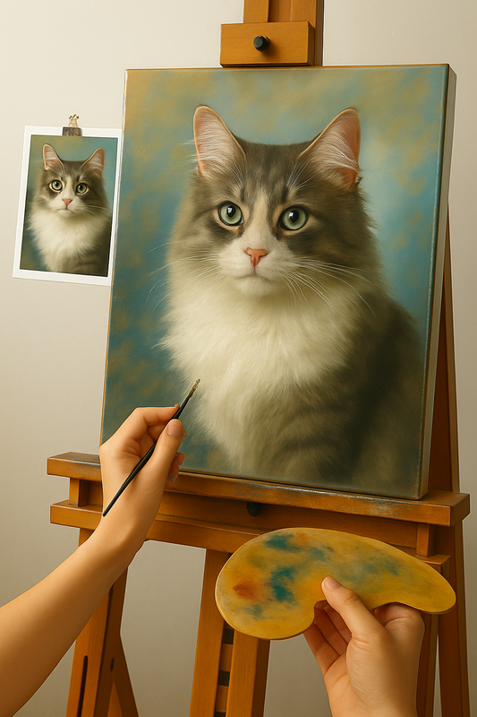 🎨 Přizpůsobitelný portrét kočky – unikátní olejomalba
