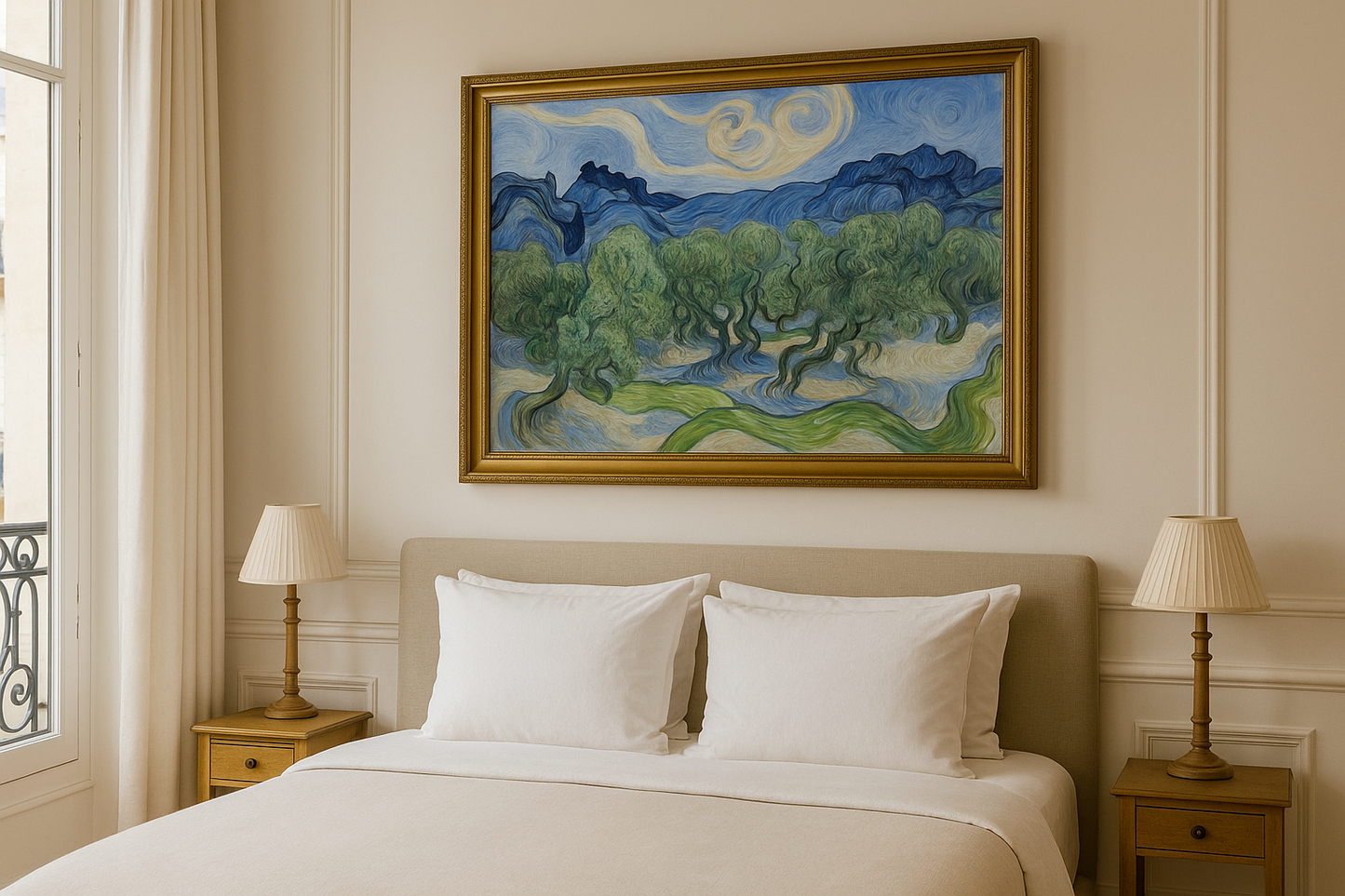 🖼️ Olivovníky s Alpilles v pozadí – Vincent van Gogh (1889)