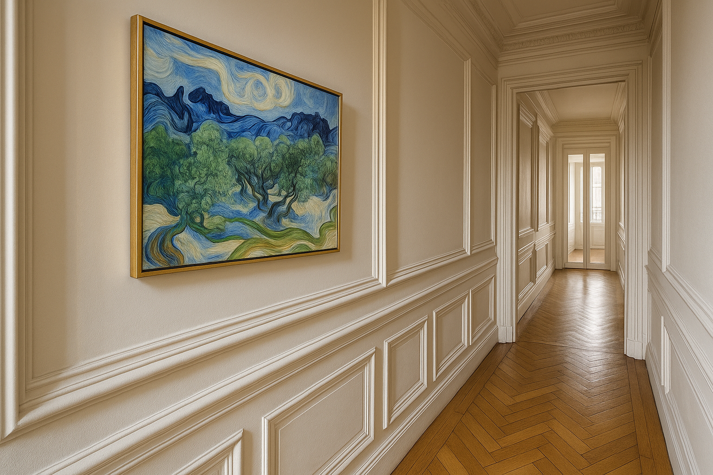 🖼️ Olivovníky s Alpilles v pozadí – Vincent van Gogh (1889)