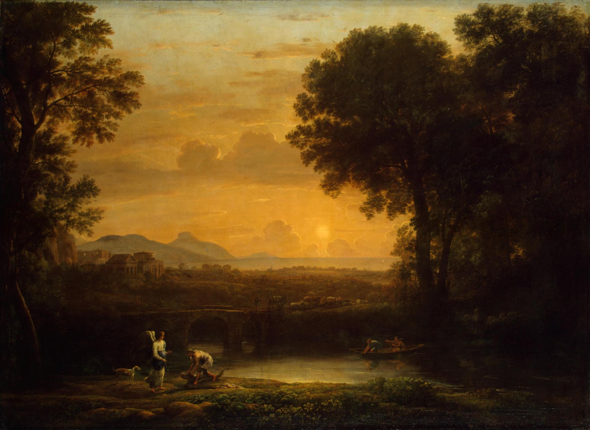 Paysage avec Tobie et l'Ange (Soirée) - Claude Lorrain