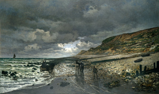 🌫️ La Pointe de la Hève za odlivu Claude Monet (1865)