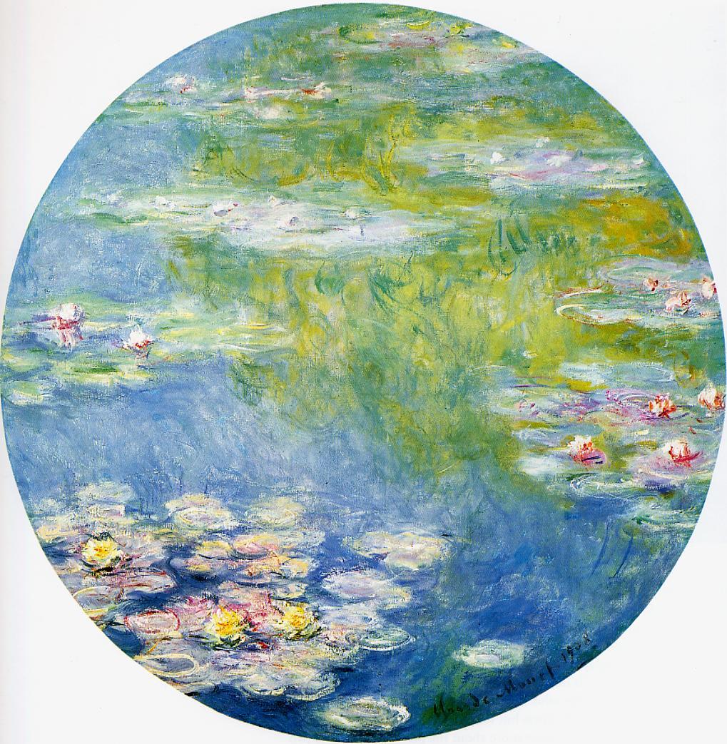 🎨 Nymfy, 1908 – Claude Monet (kruhová verze)