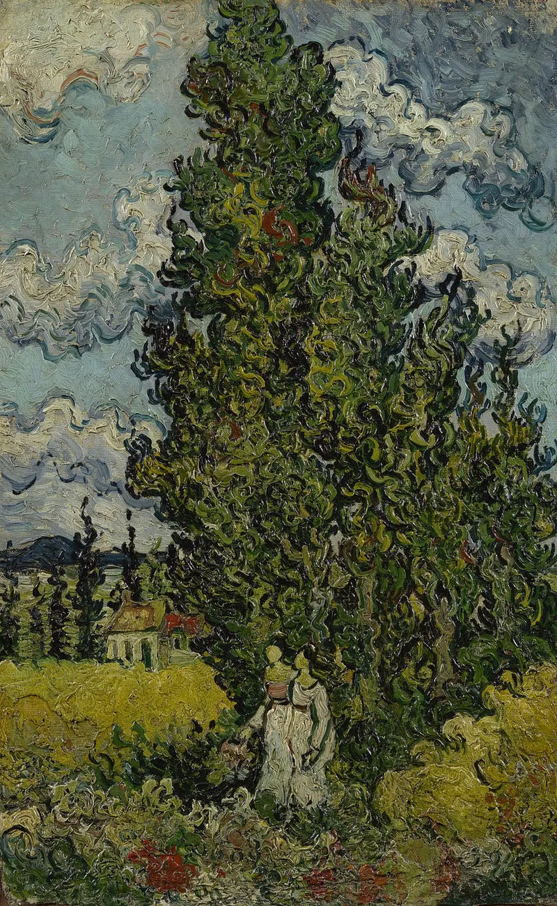Cypřiš a dvě ženy - Vincent van Gogh