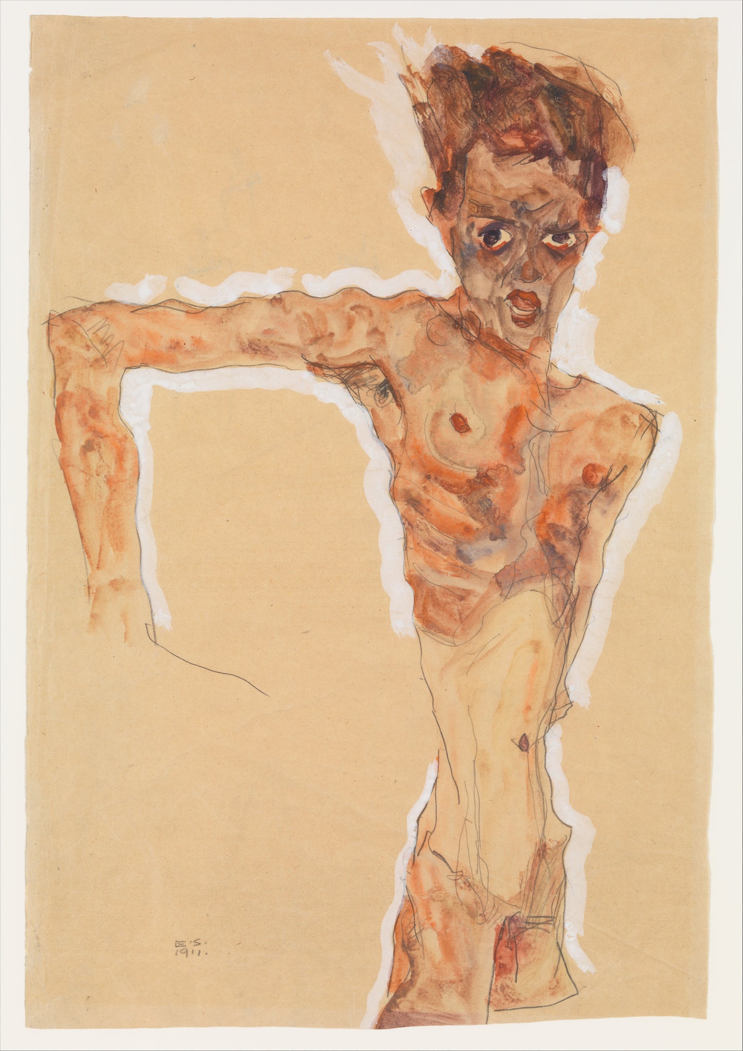 🧍 Autoportrét – Egon Schiele (1911)
