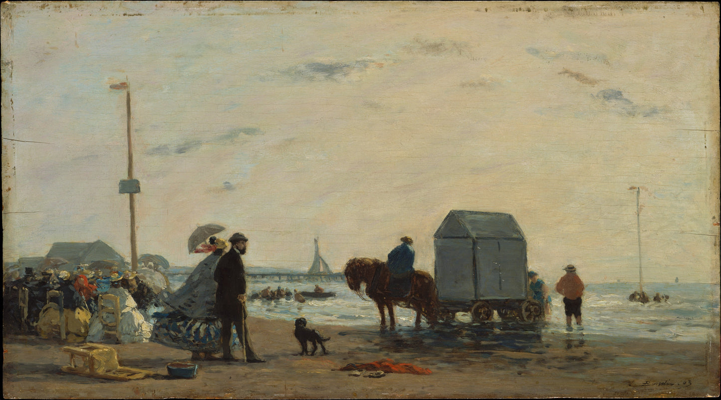 🐚 Plážová scéna v Trouville – Eugène Boudin (1863)