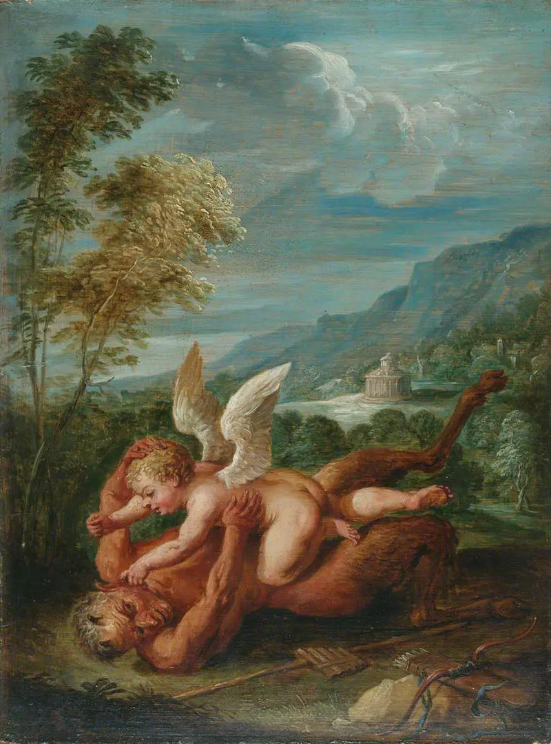 Cupidón vítězící Pana (dle Annibale Carracci) - David Teniers le Jeune