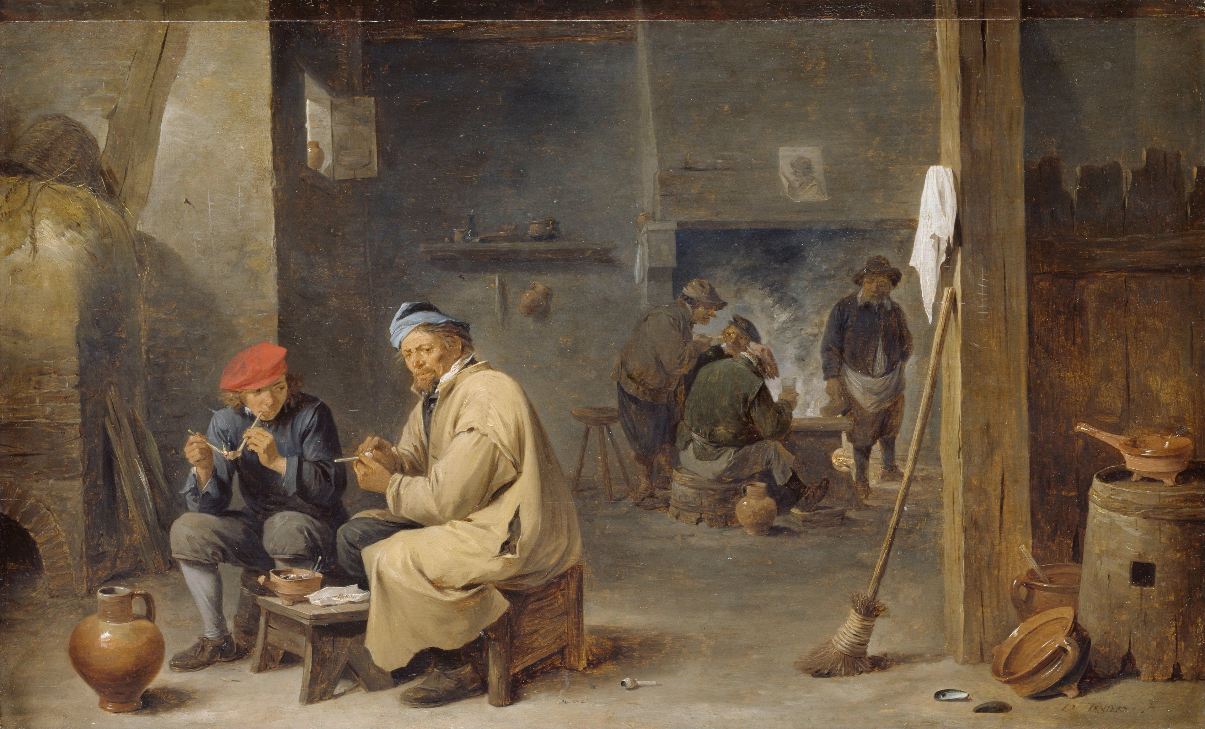 Intérieur d'une taverne avec des paysans fumeurs - David Teniers le Jeune