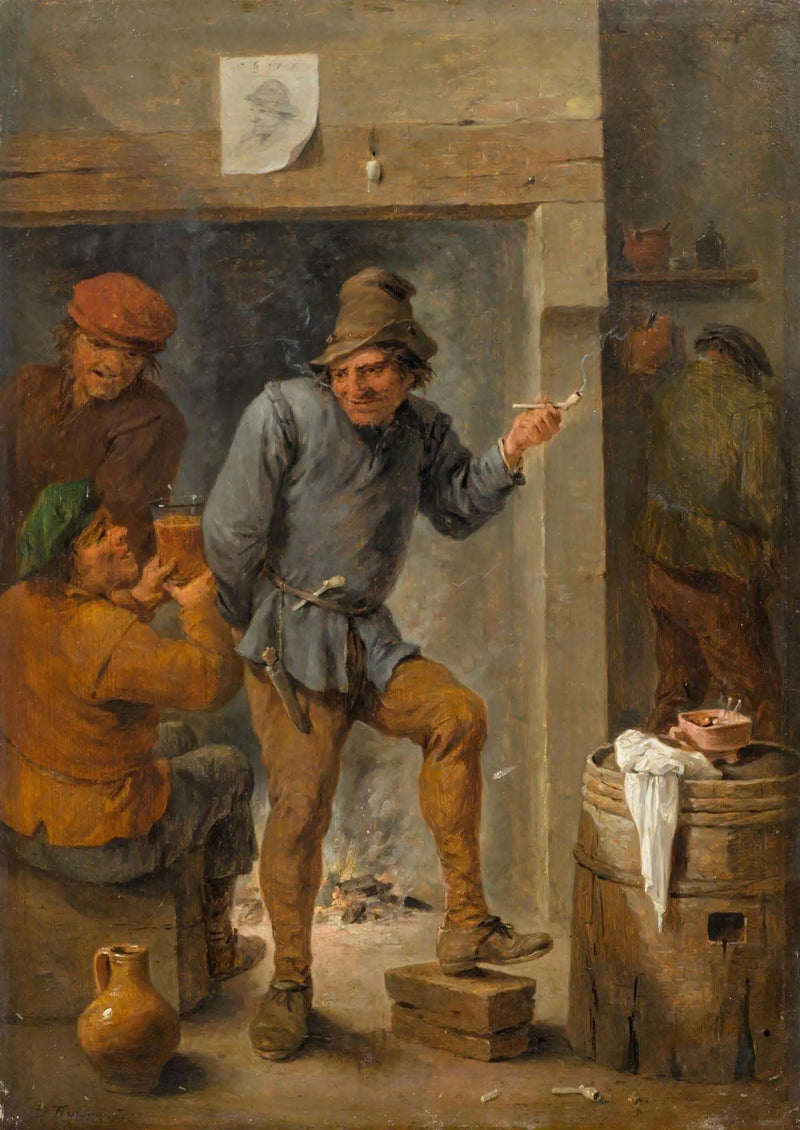 Muži kouřící a pije v hostinci - David Teniers mladší
