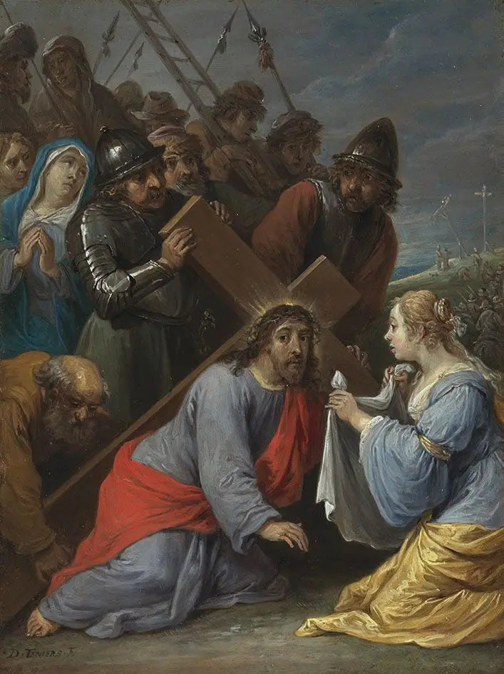 Les quinze secrets du rosaire : le portement de la croix par le Christ avec la rencontre avec Véronique - David Teniers le Jeune