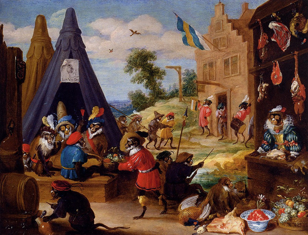 Un campement de singes - David Teniers le Jeune