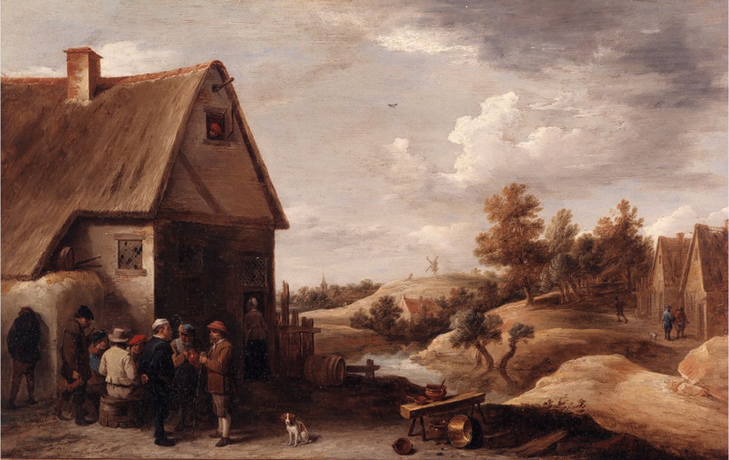 Paysage avec personnages devant une maison au toit de paille - David Teniers le Jeune