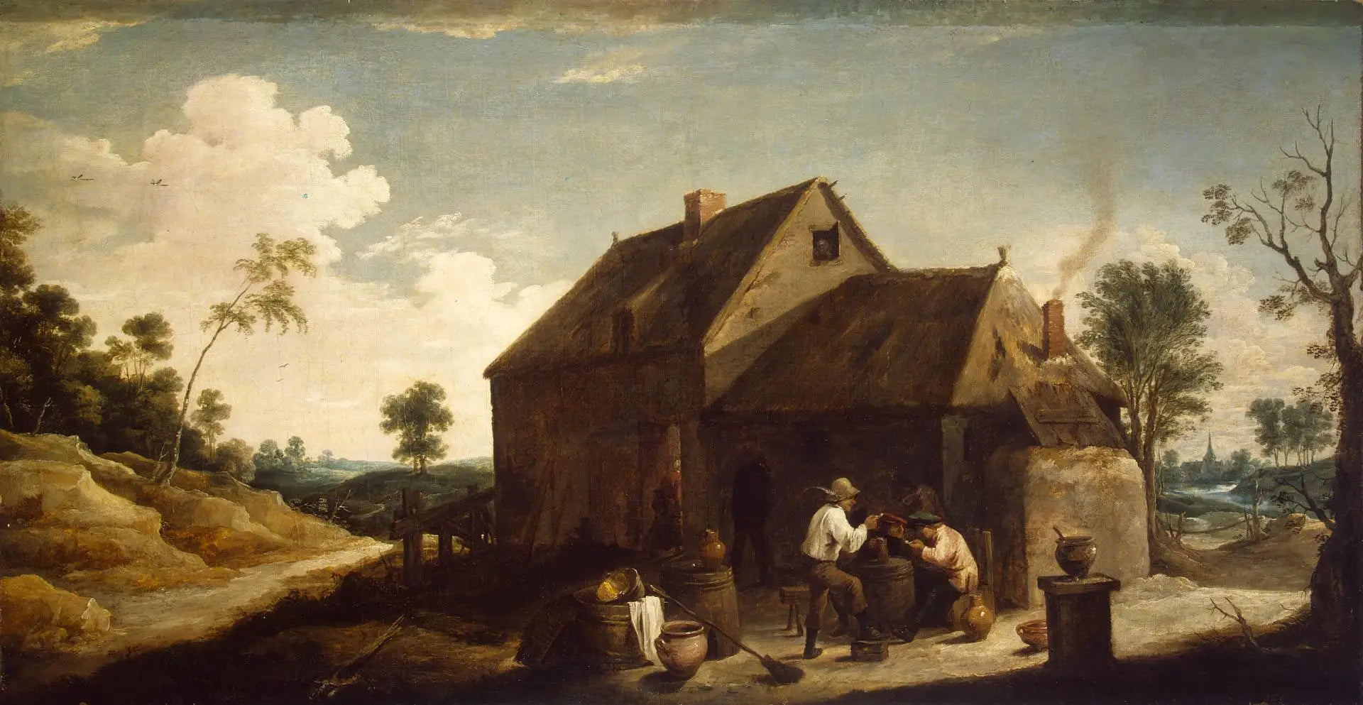 Paysage avec des paysans devant une auberge - David Teniers le Jeune - Alpha Reproduction