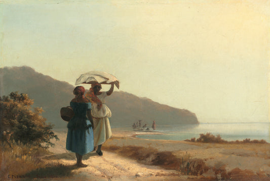 Reproduction du tableau « Deux Femmes causant au bord de la mer, Saint-Thomas - Camille Pissarro » par Alpha Reproduction en peinture à l’huile