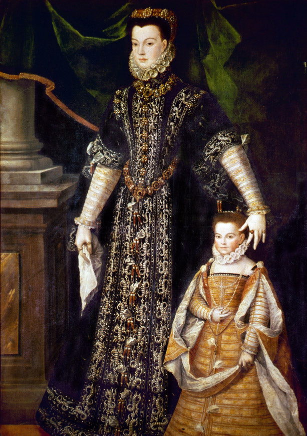 Portrait d'Élisabeth de France (1545-1568), reine consort d'Espagne et de sa fille Isabelle-Claire-Eugénie (1566-1633) - Sofonisba Anguissola