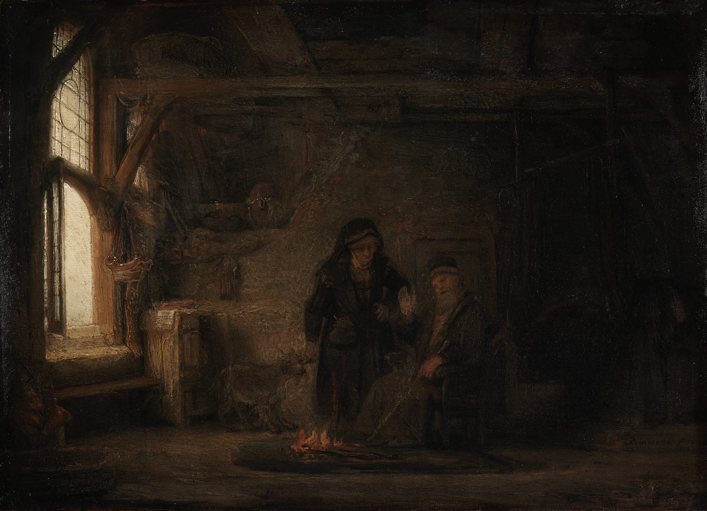 Reproduction du tableau « Tobias et Anna avec une petite chèvre - Rembrandt » par Alpha Reproduction en peinture à l’huile