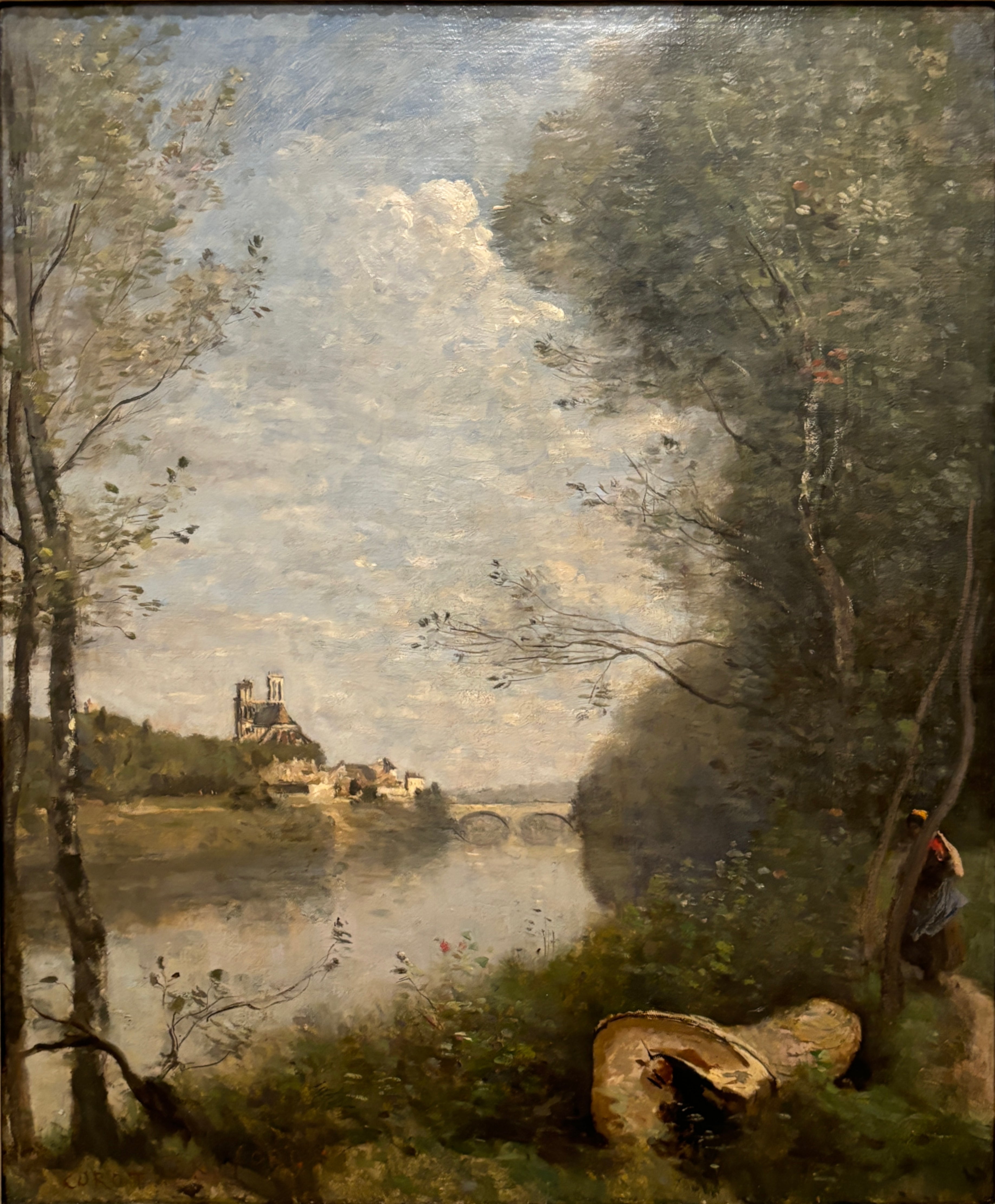 Vue lointaine de la cathédrale de Mantes - Jean-Baptiste Camille Corot