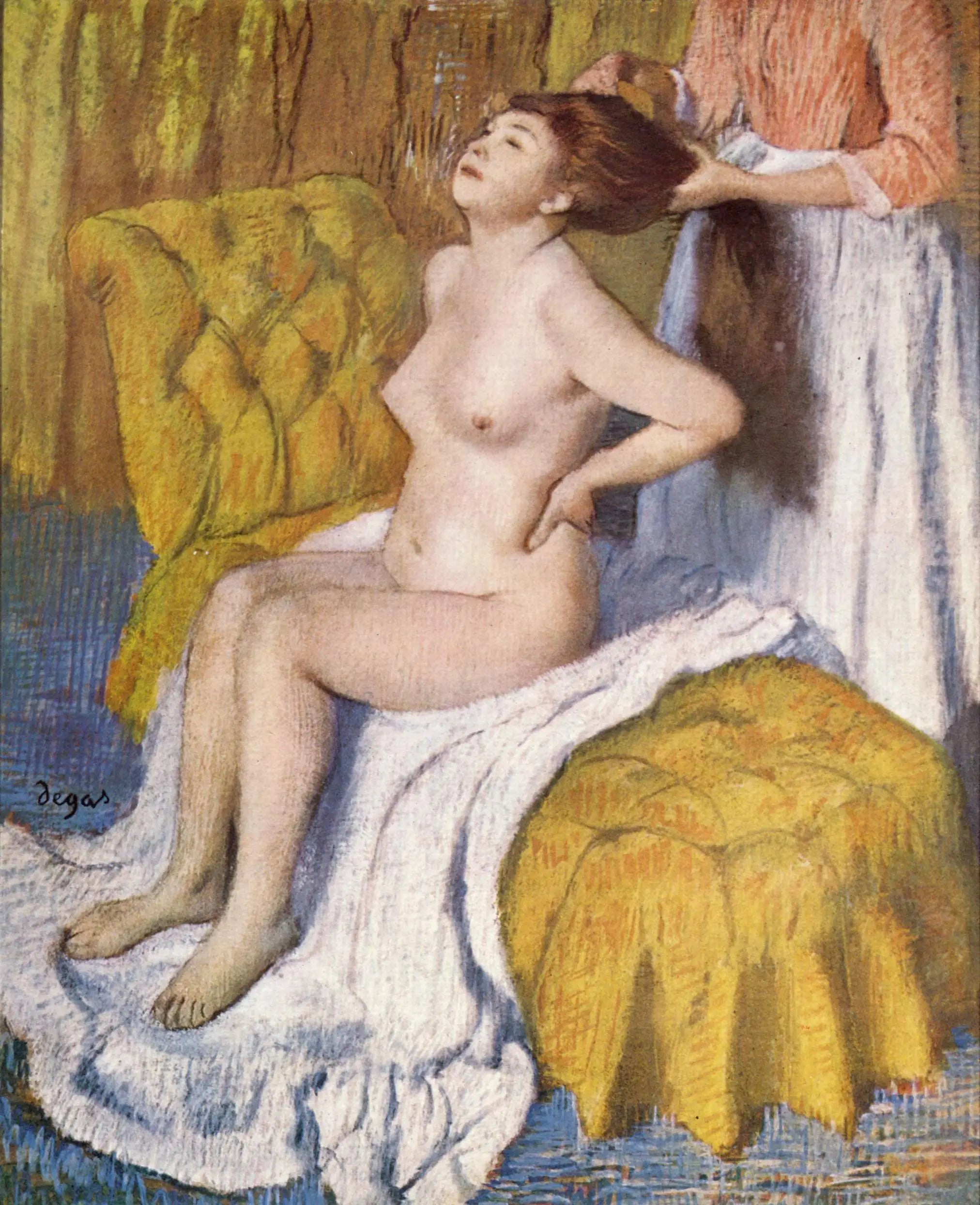 Reproduction du tableau « Femme se faisant peigner les cheveux - Edgar Degas » par Alpha Reproduction en peinture à l’huile
