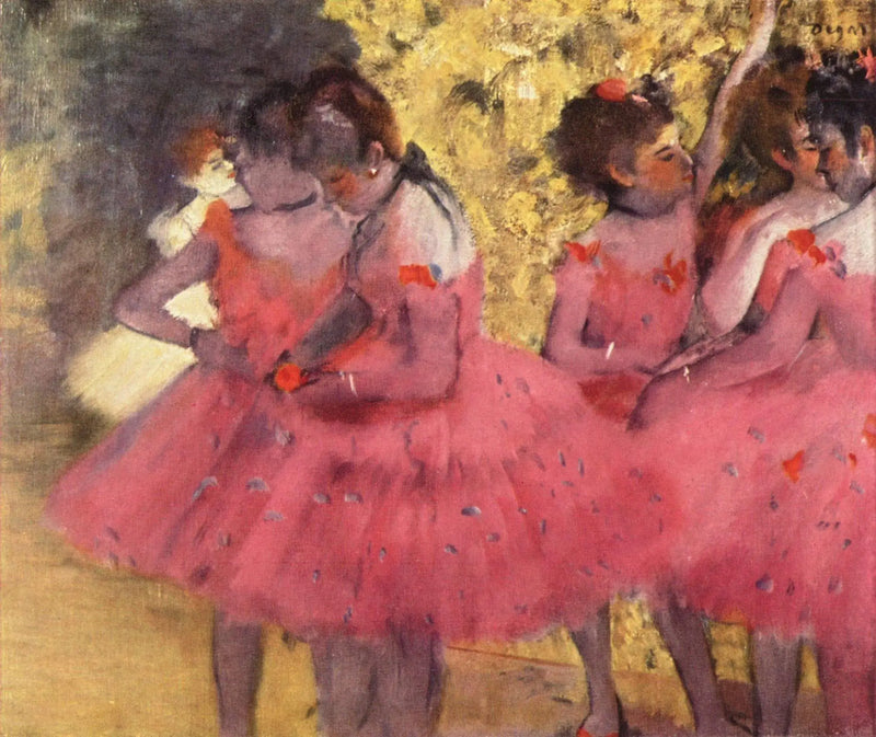 Tanečnice v červených sukních - Edgar Degas