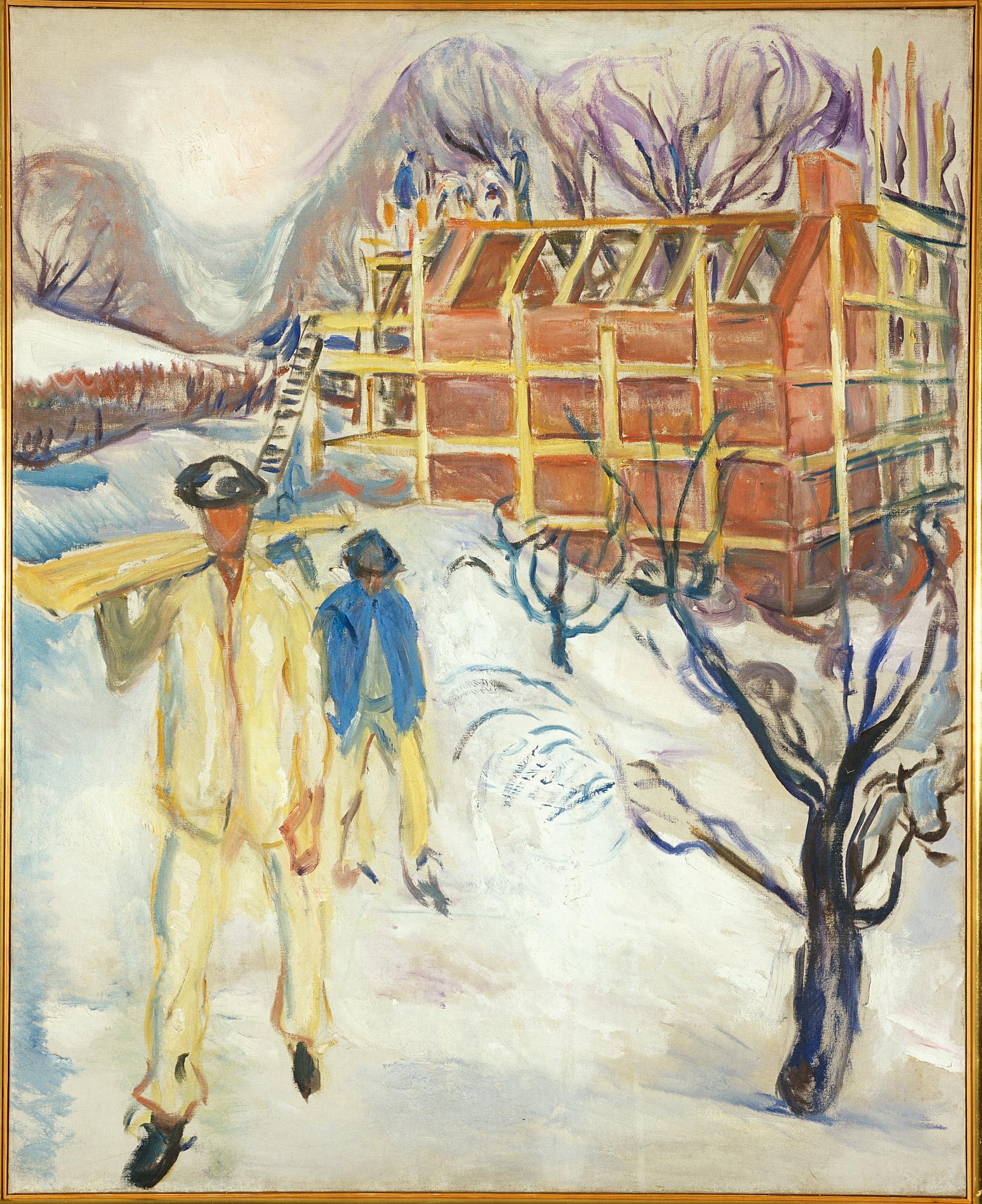 Reproduction du tableau « Ouvriers du bâtiment dans la neige - Edvard Munch » par Alpha Reproduction en peinture à l’huile