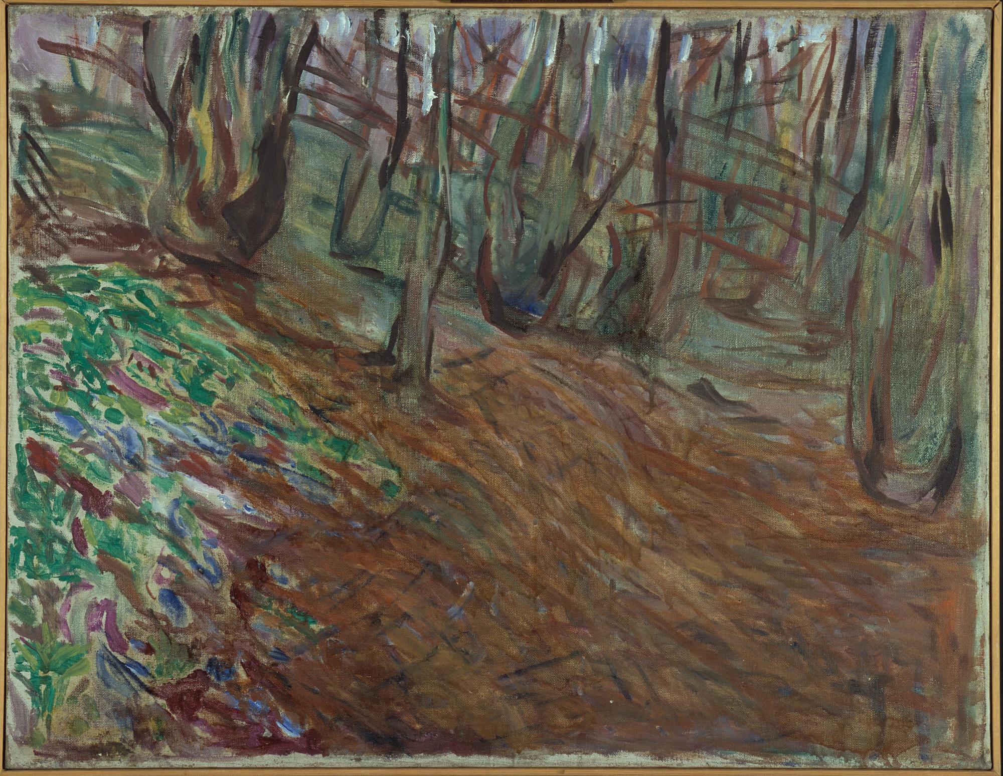 Reproduction du tableau « forêt d'ormes au printemps - Edvard Munch » par Alpha Reproduction en peinture à l’huile