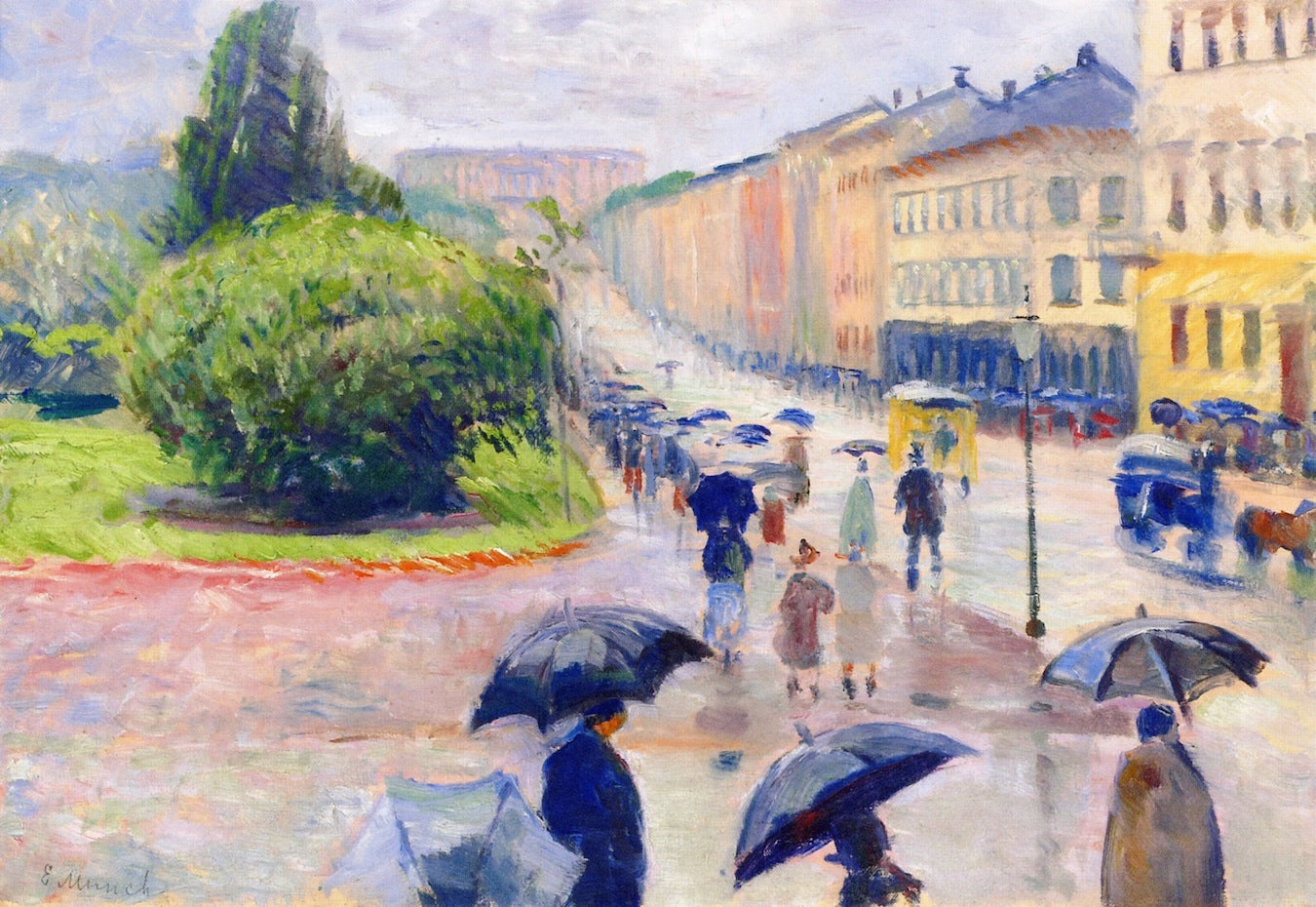 Reproduction du tableau « Karl Johan sous la pluie - Edvard Munch » par Alpha Reproduction en peinture à l’huile