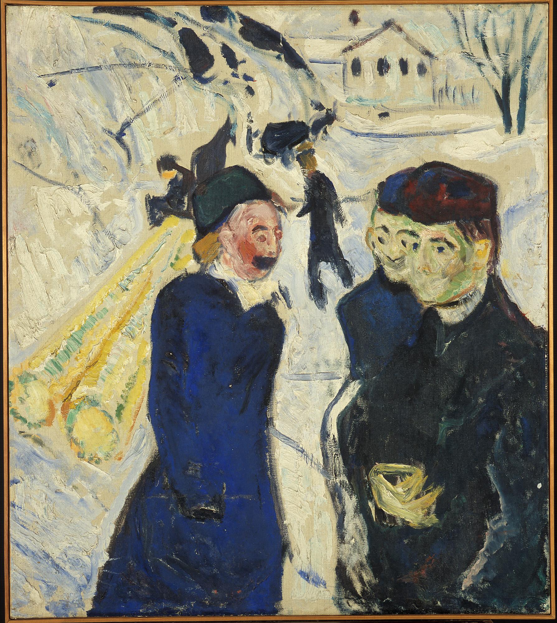 Reproduction du tableau « Transport de passagers et de bois dans une rue de Kragerø - Edvard Munch » par Alpha Reproduction en peinture à l’huile