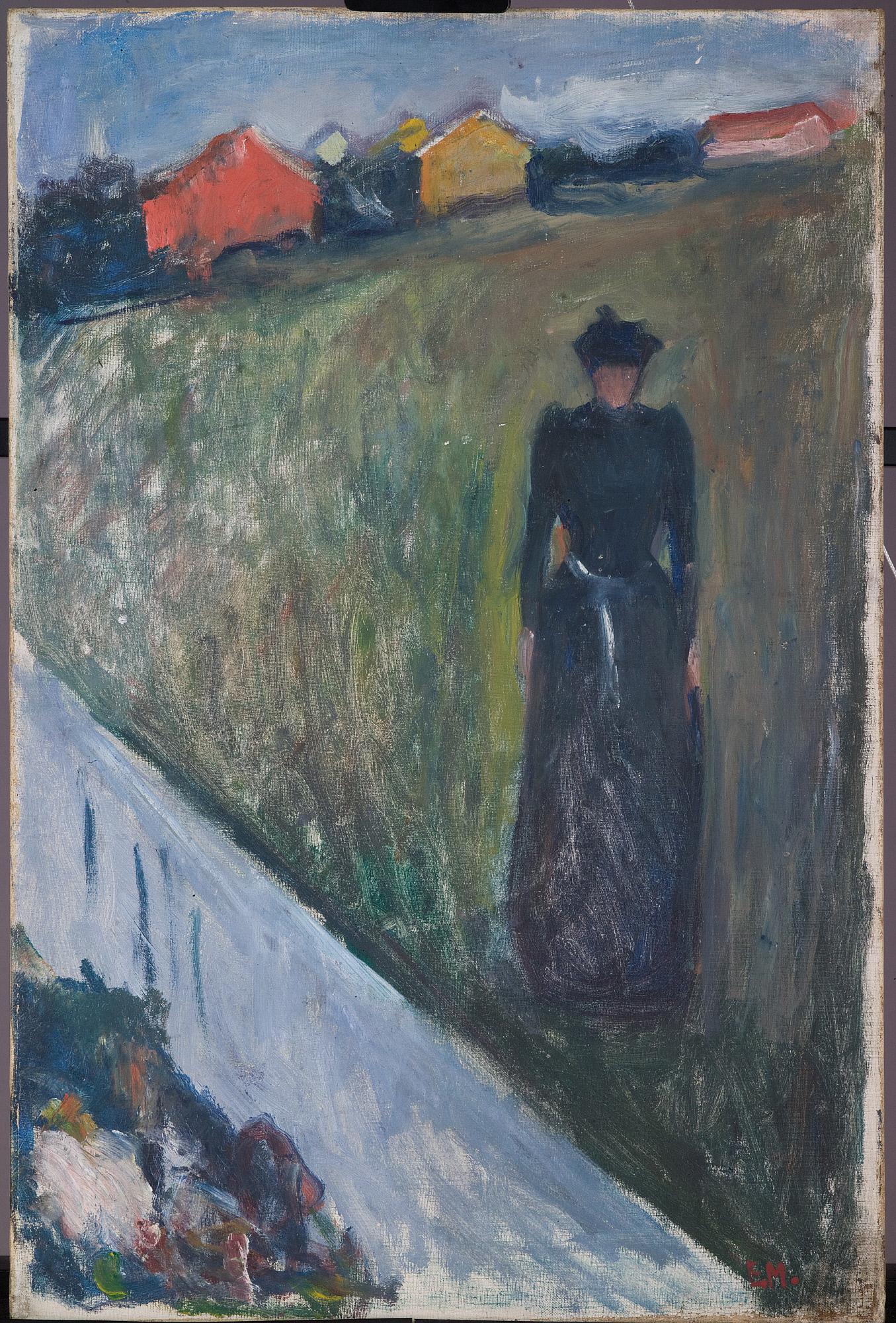 Reproduction du tableau « Femme dans un paysage de soir - Edvard Munch » par Alpha Reproduction en peinture à l’huile
