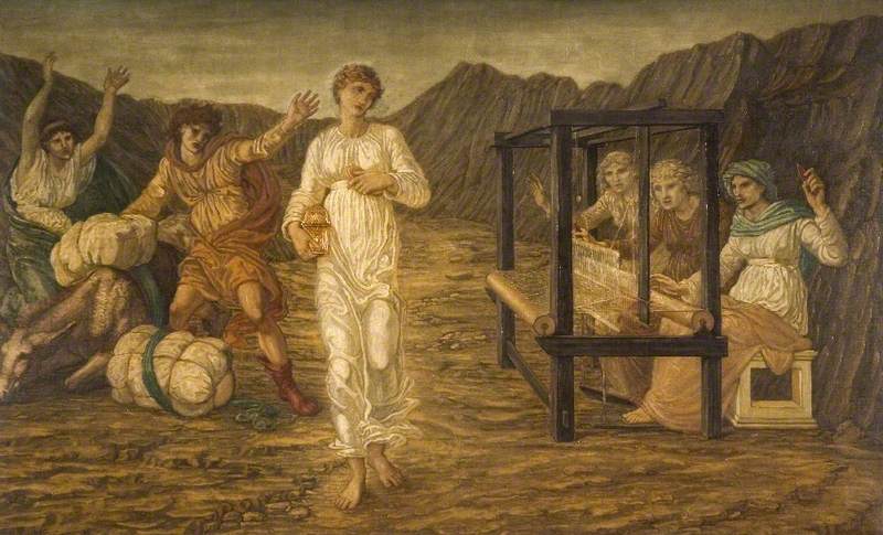 Cupidon et Psyché - Peintures murales vertes du palais - Edward Burne-Jones