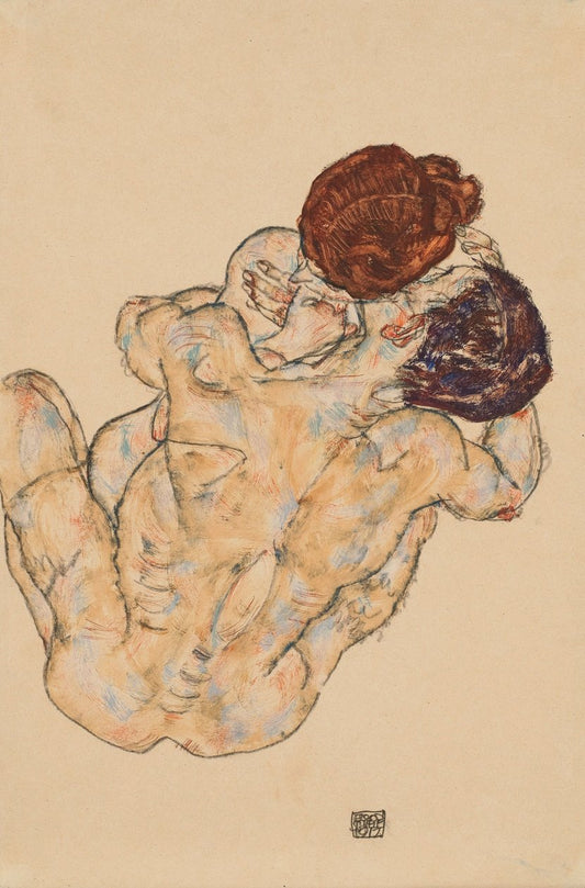 💞 Muž a žena (Objímání) – Egon Schiele (1917)