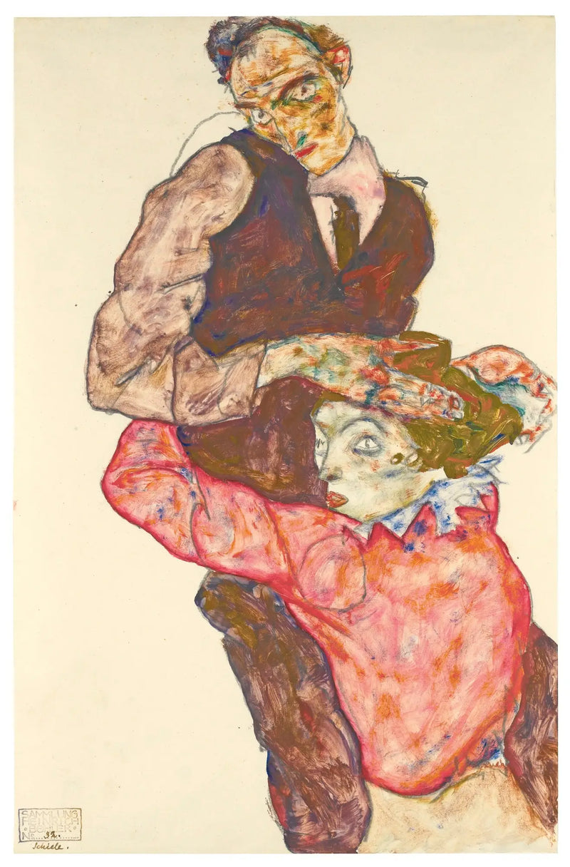 Milenci (Autoportrét s Wally) - Egon Schiele