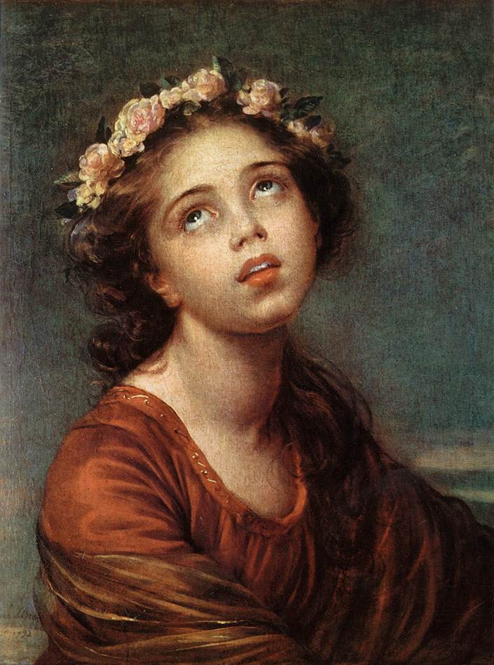 Portrait de Julie Lebrun portant une couronne de roses - Élisabeth Vigée Le Brun