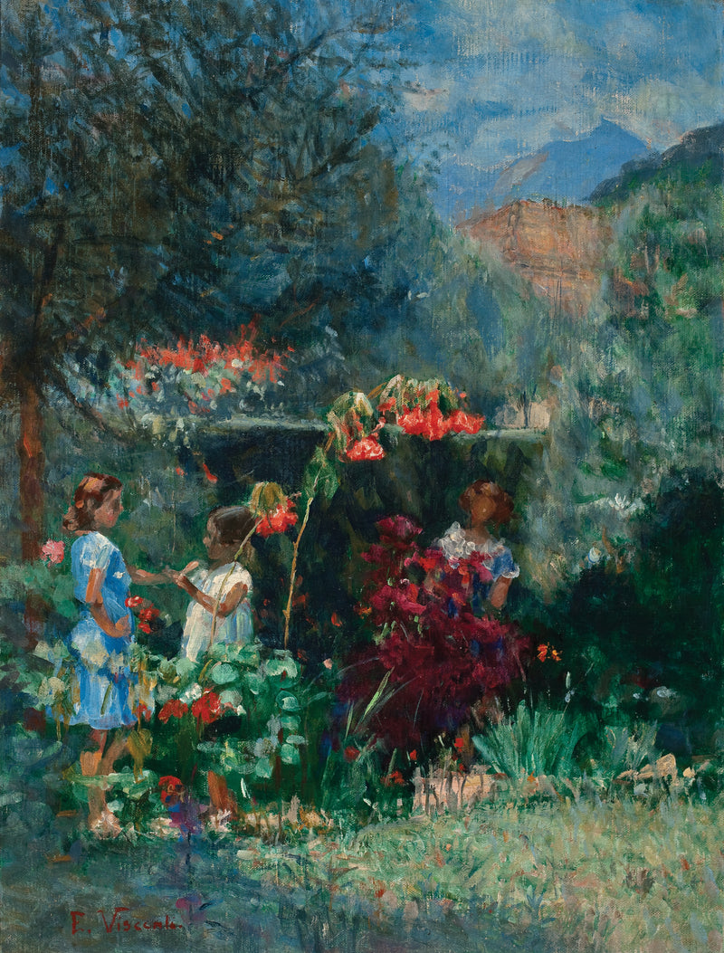 Três meninas no jardim - Eliseu Visconti