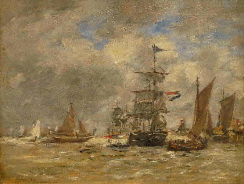 Antverpy. Lodě na Escautu - Eugène Boudin