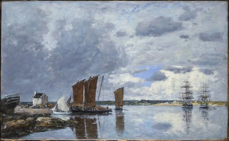 Rybářské lodě v Kerhor - Eugène Boudin