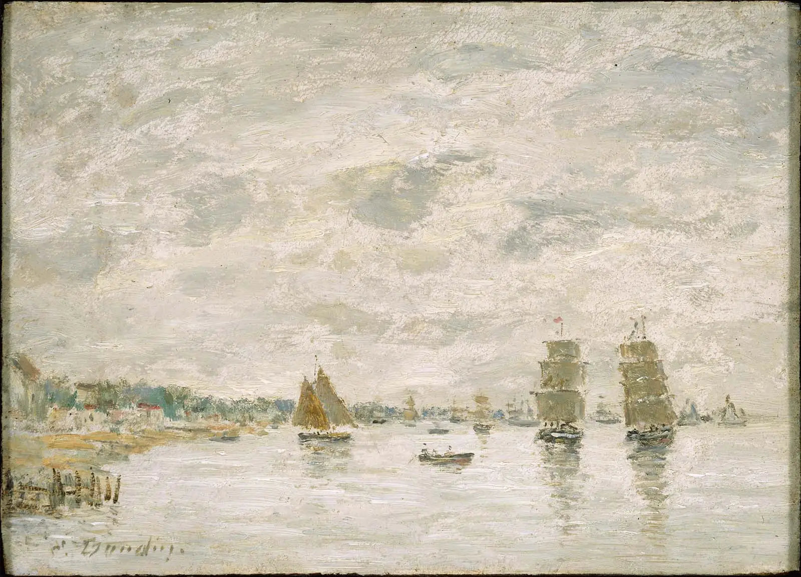 Reproduction du tableau « Scène portuaire - Eugène Boudin » par Alpha Reproduction en peinture à l’huile