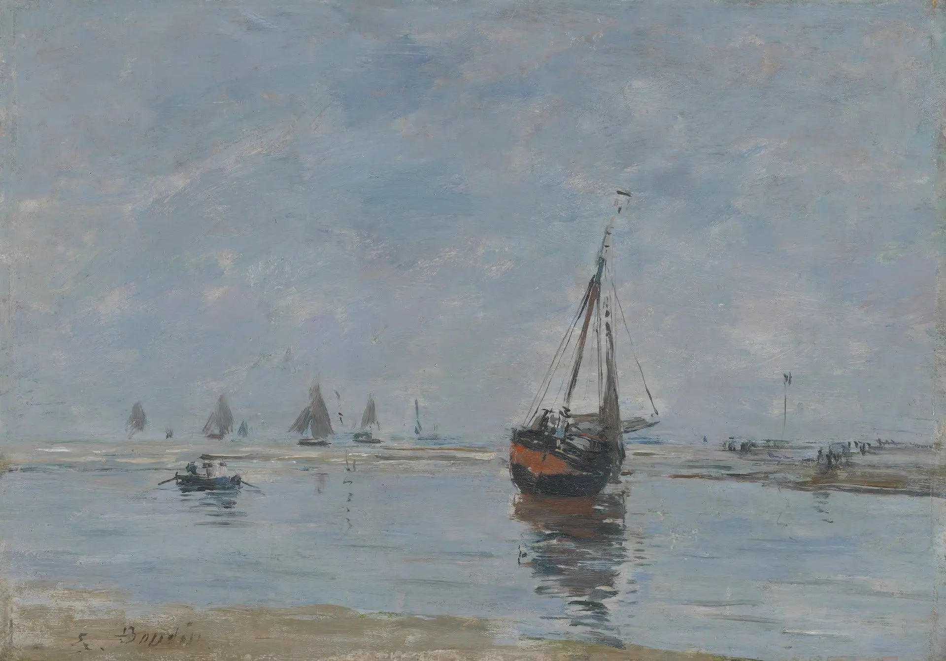 Reproduction du tableau « Trouville à marée basse - Eugène Boudin » par Alpha Reproduction en peinture à l’huile