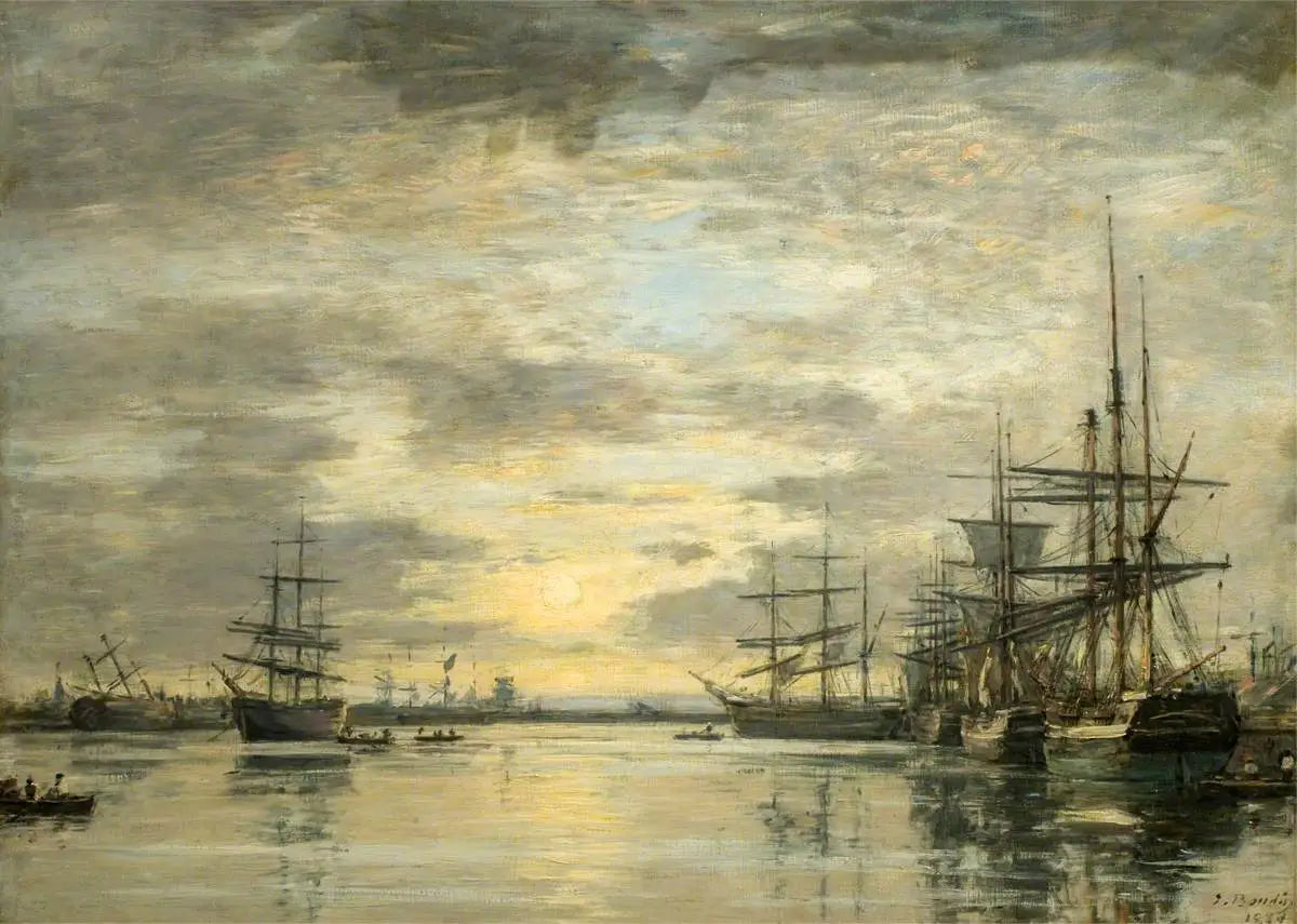 Reproduction du tableau « Le bassin de l'Eure au Havre - Eugène Boudin » par Alpha Reproduction en peinture à l’huile