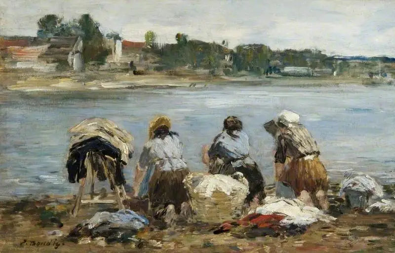 Reproduction du tableau « Lavandières au bord de la Touques - Eugène Boudin » par Alpha Reproduction en peinture à l’huile