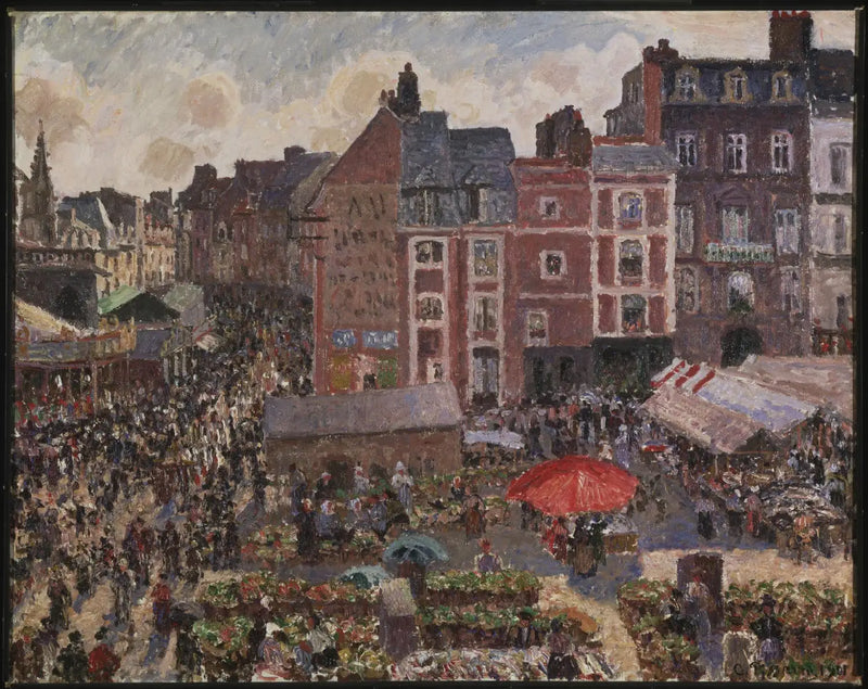 Trh v slunečném odpoledni, Dieppe - Camille Pissarro