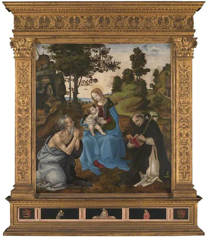 Panna Marie s dítětem s svatými Jeronýmem a Dominikem - Filippino Lippi