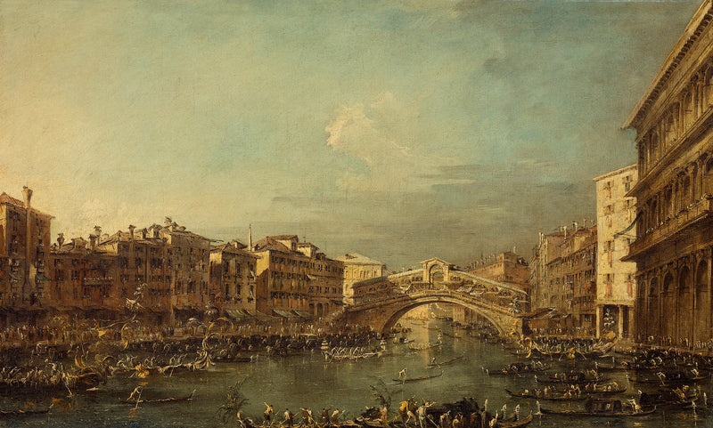 Regata na Velkém kanálu s mostem Rialto v Benátkách - Francesco Guardi