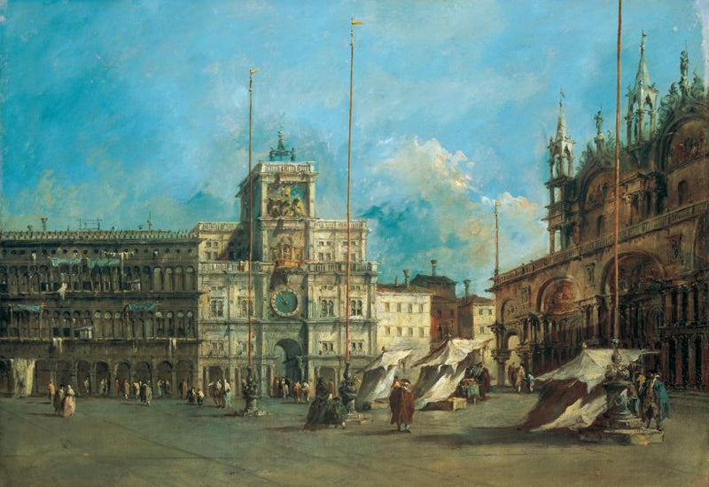 Náměstí svatého Marka v Benátkách s hodinovou věží - Francesco Guardi