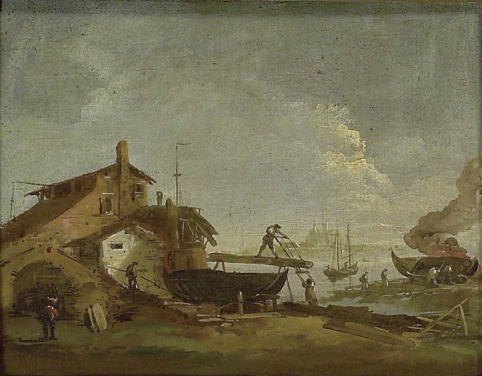 Un Squero ou chantier naval vénitien - Francesco Guardi