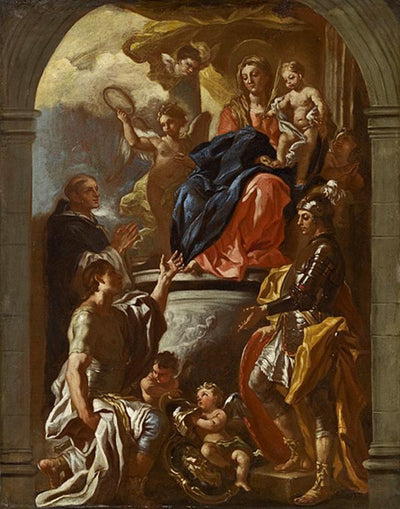 La Vierge à l’Enfant en trône avec saint Pierre martyr et deux saints guerriers - Francesco Solimena - Alpha