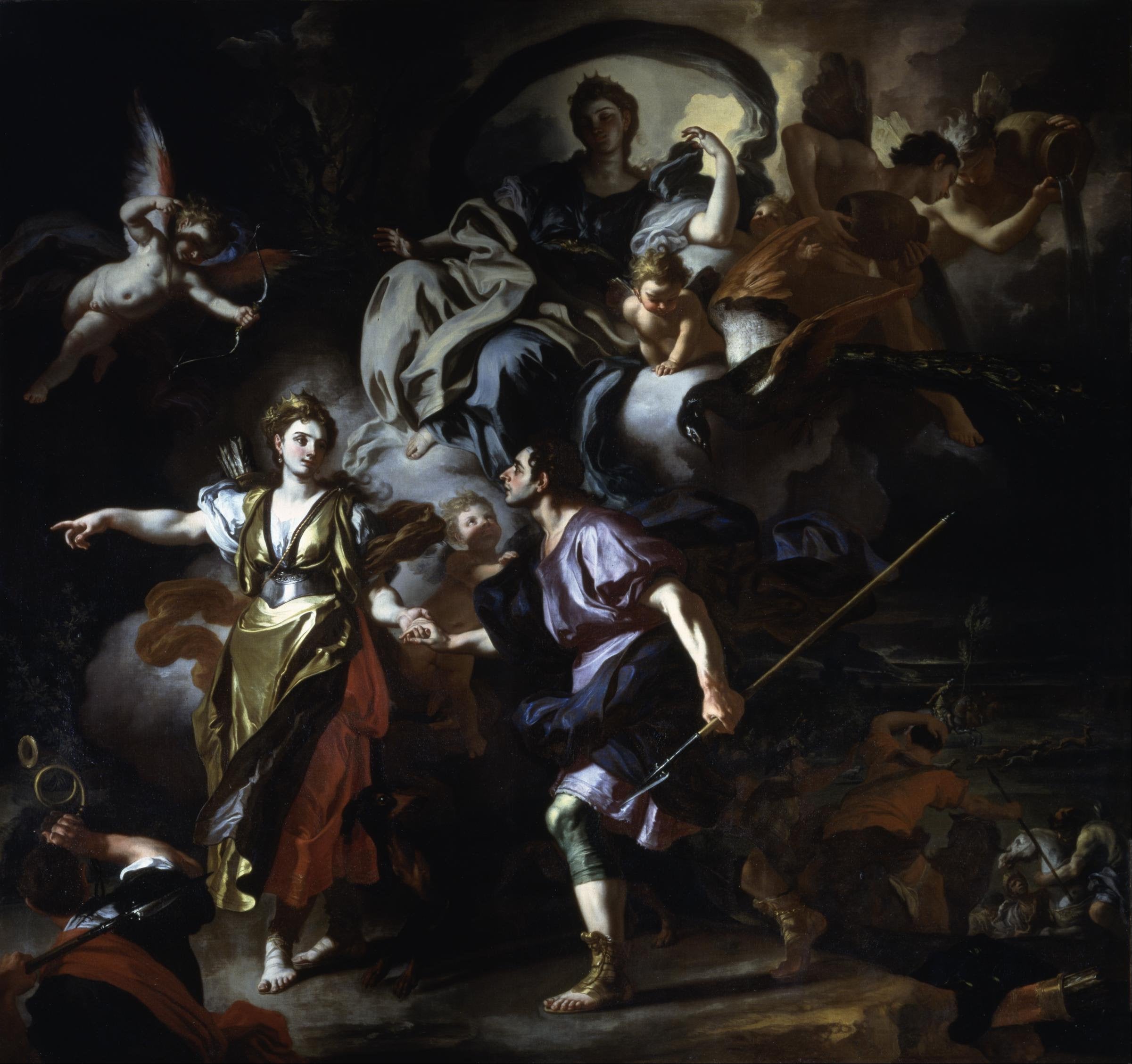 Énée et Didon se dirigent vers la grotte. - Francesco Solimena