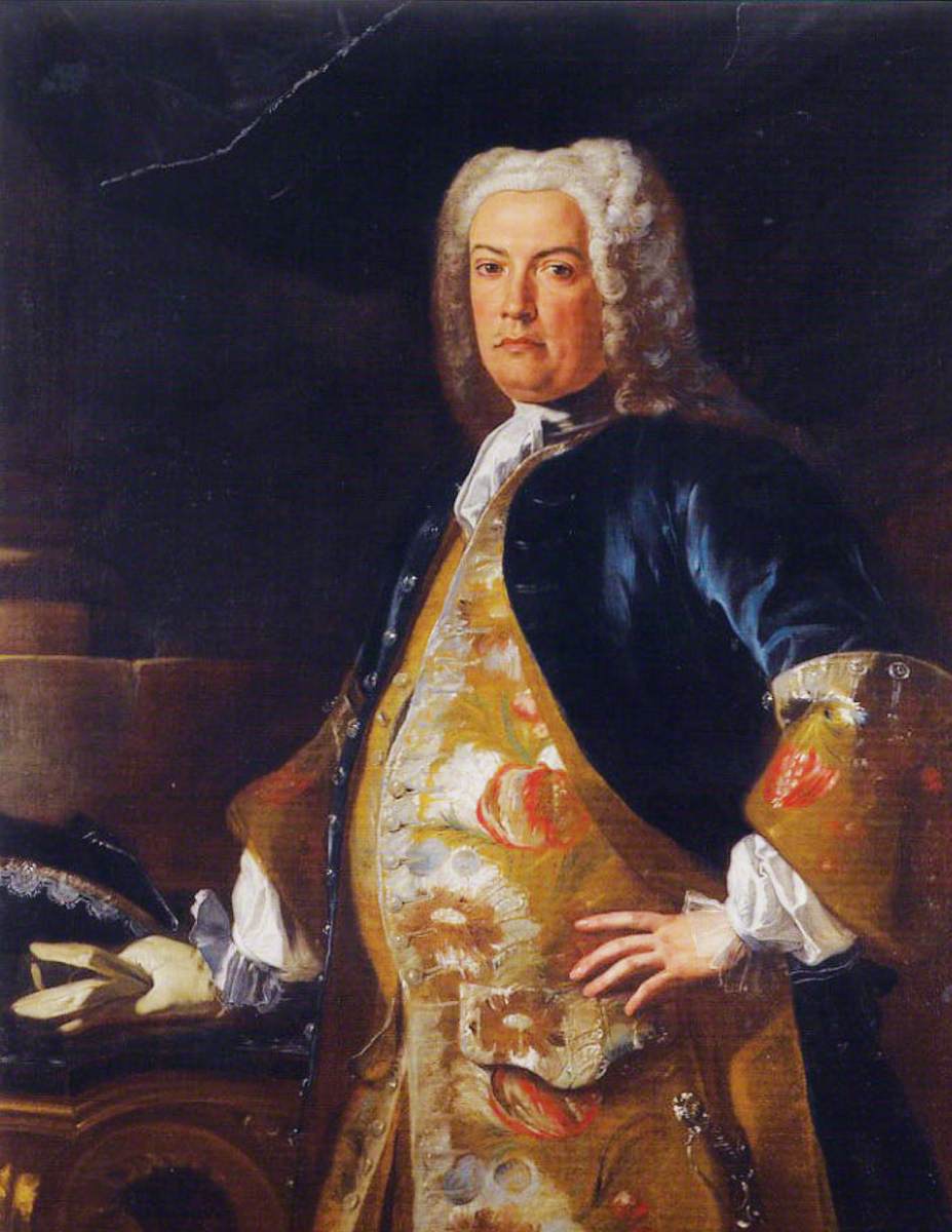 Portrait d'un noble, de trois quarts, appuyant sa main droite gantée sur une console - Francesco Solimena