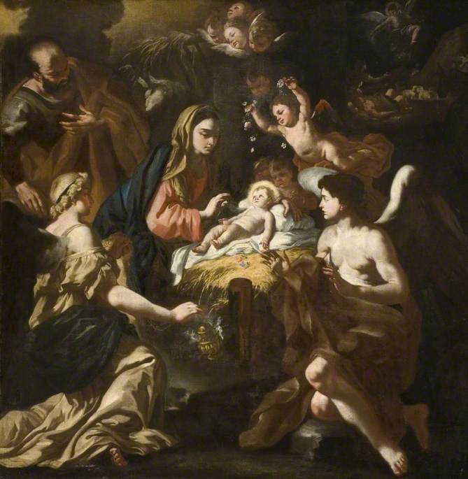 La Nativité avec des anges adorateurs - Francesco Solimena