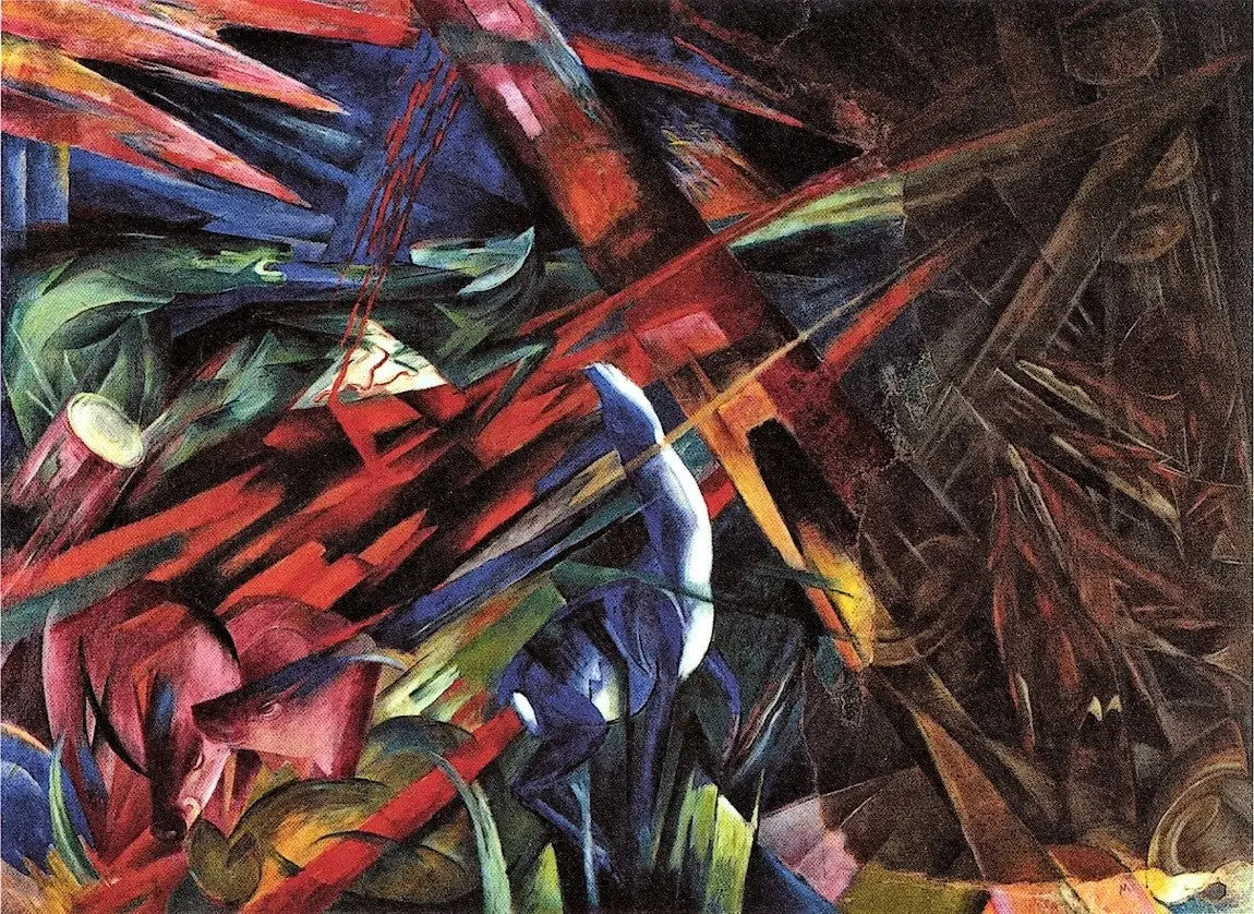 Reproduction du tableau « Destins d'animaux - Franz Marc » par Alpha Reproduction en peinture à l’huile