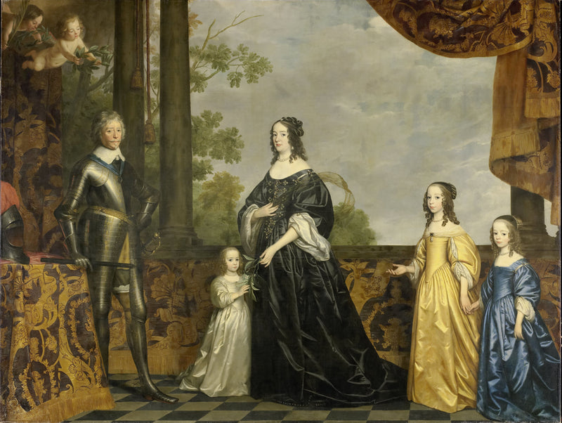 Frédéric-Henri (1584-1647), princ z Orange, synová Amélie van Solms (1602-1675) a jejich tři nejmladší dcery, Albertine Agnès (1634-1696), Henriette Catharine (1637-1708) a Marie (1642-1688) - Gerrit van Honthorst