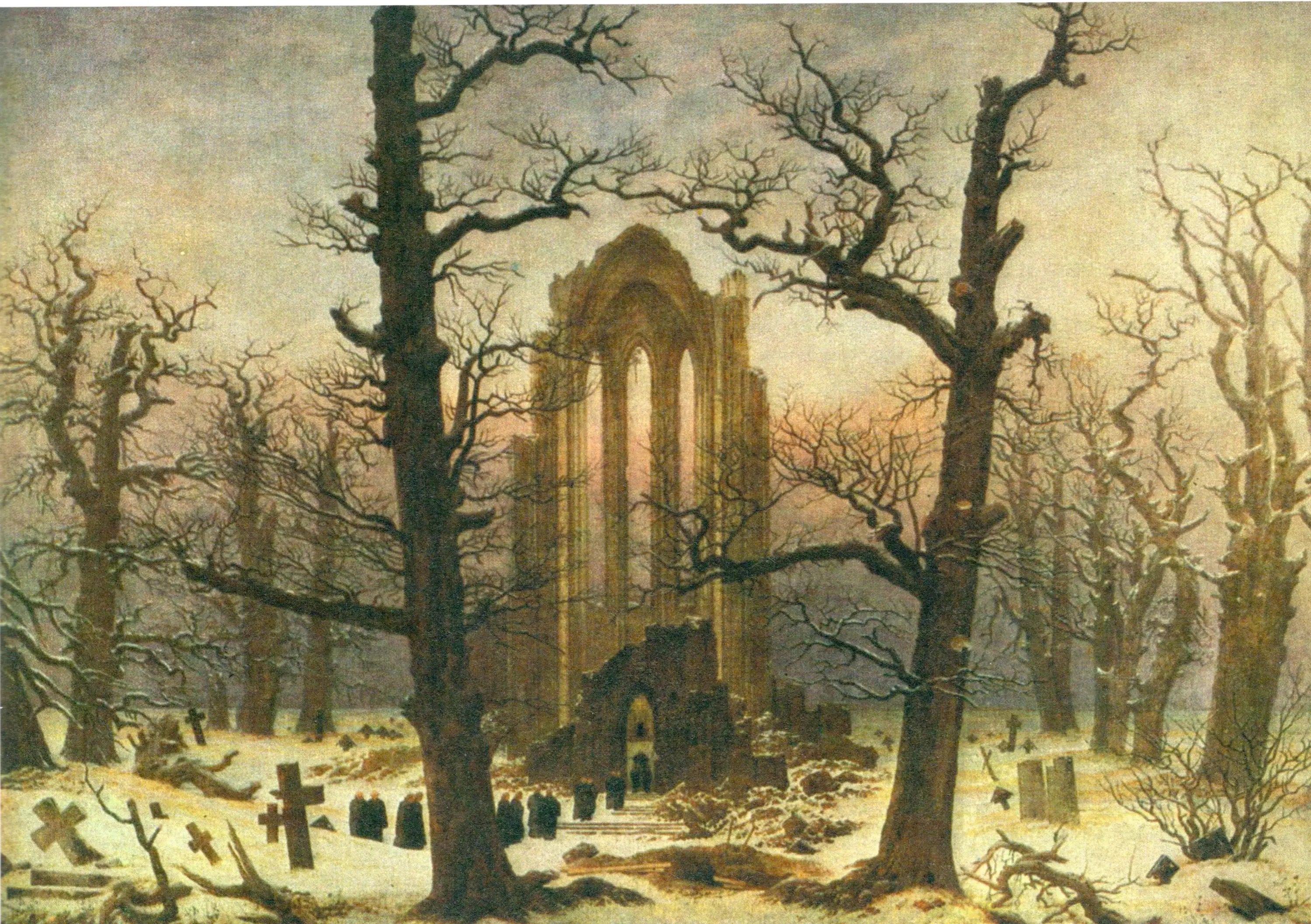 Reproduction du tableau « Cimetière d'un cloître sous la neige - Caspar David Friedrich » par Alpha Reproduction en peinture à l’huile